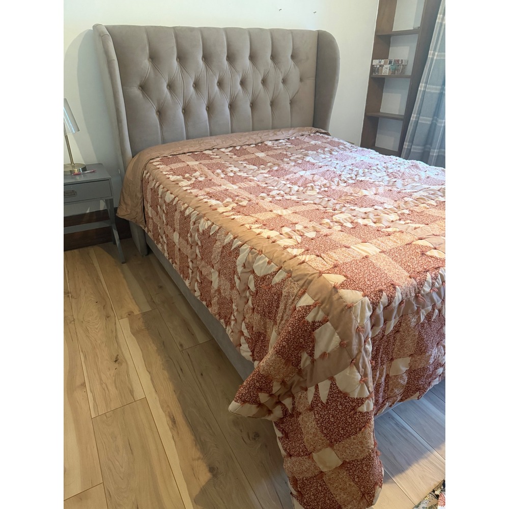 Handmade Patchwork Bear Paw Quilt Floral Hand Tied Farmhouse Rustic cottagecore